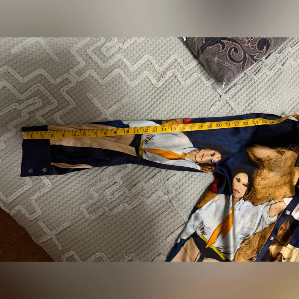 Double D Ranch Button-Up Shirt with Print in Navy and Cream - Picture 5 of 6